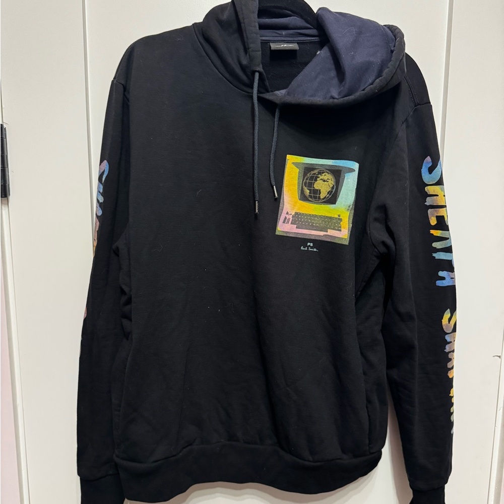 Paul Smith Black Graphic Hoodie with Colorful Text